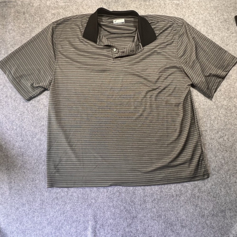 Iron Eagle Performance Polo XXL Gray Striped Short Sleeve Polyester